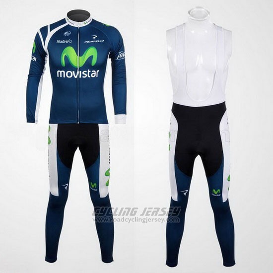 2012 Cycling Jersey Movistar Blue Long Sleeve and Bib Tight